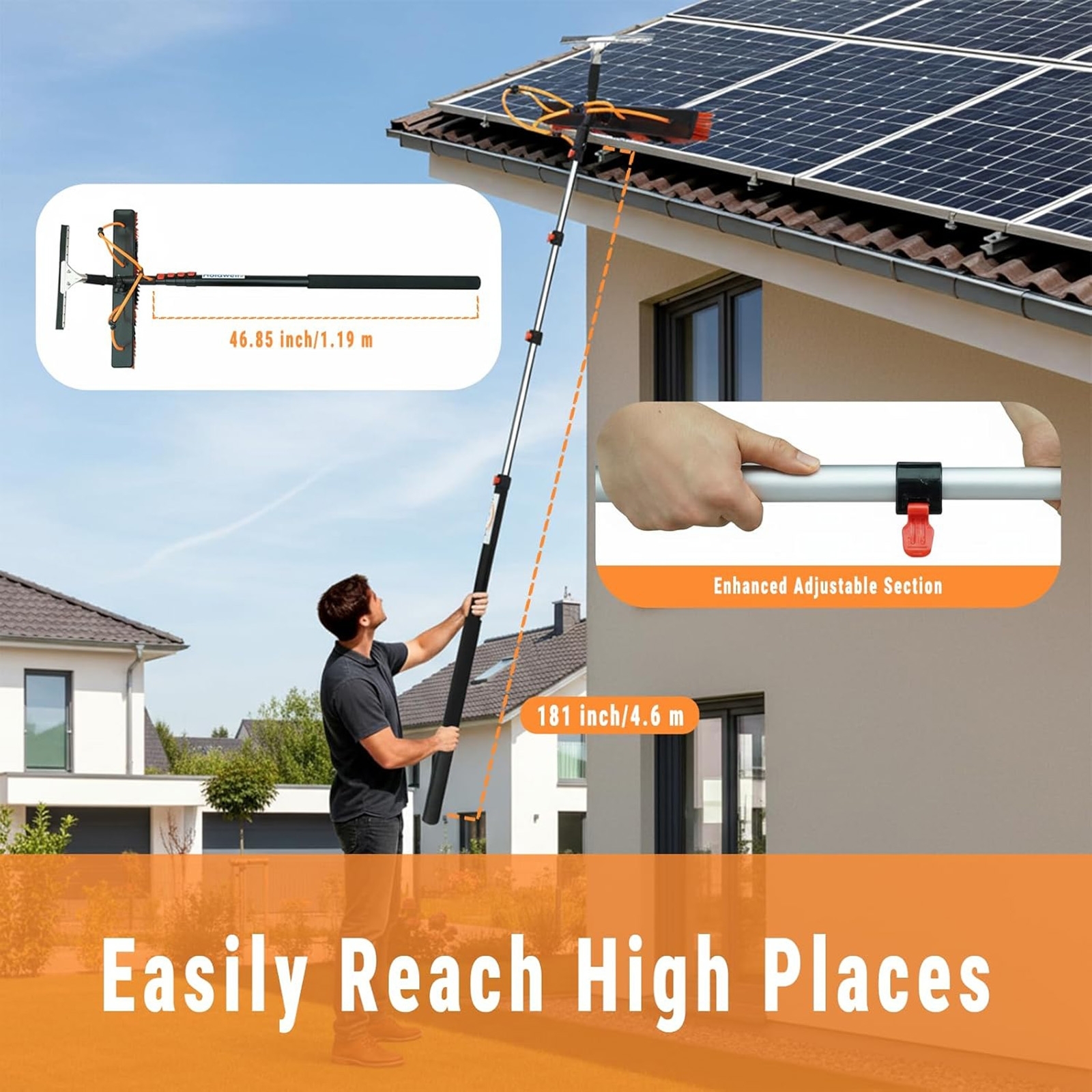 Cepillo de limpieza 2 en 1 con rasqueta para ventanas y paneles solares. Para OTRA MARCA