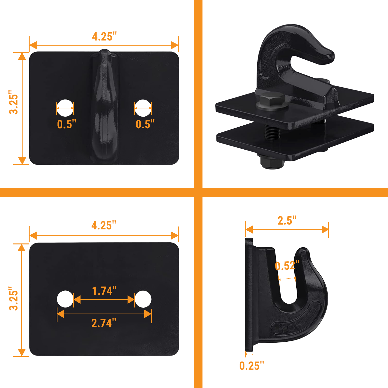 2 Pack 3/8" Tractor Bucket Grab Hook with Backer Plate for Tractor Bucket RV UTV Truck for less