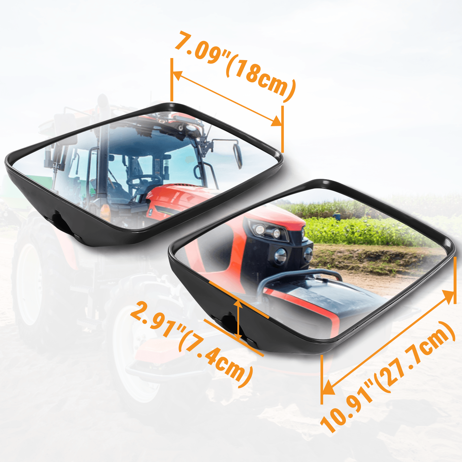 Espejo retrovisor gran angular resistente a arañazos para tractor (paquete de 2, 3F260-53342 y 3F260-53340) para tractor Kubota L4240HSTC, L5740HSTC, M100XDC y M110XDC de FridayParts
