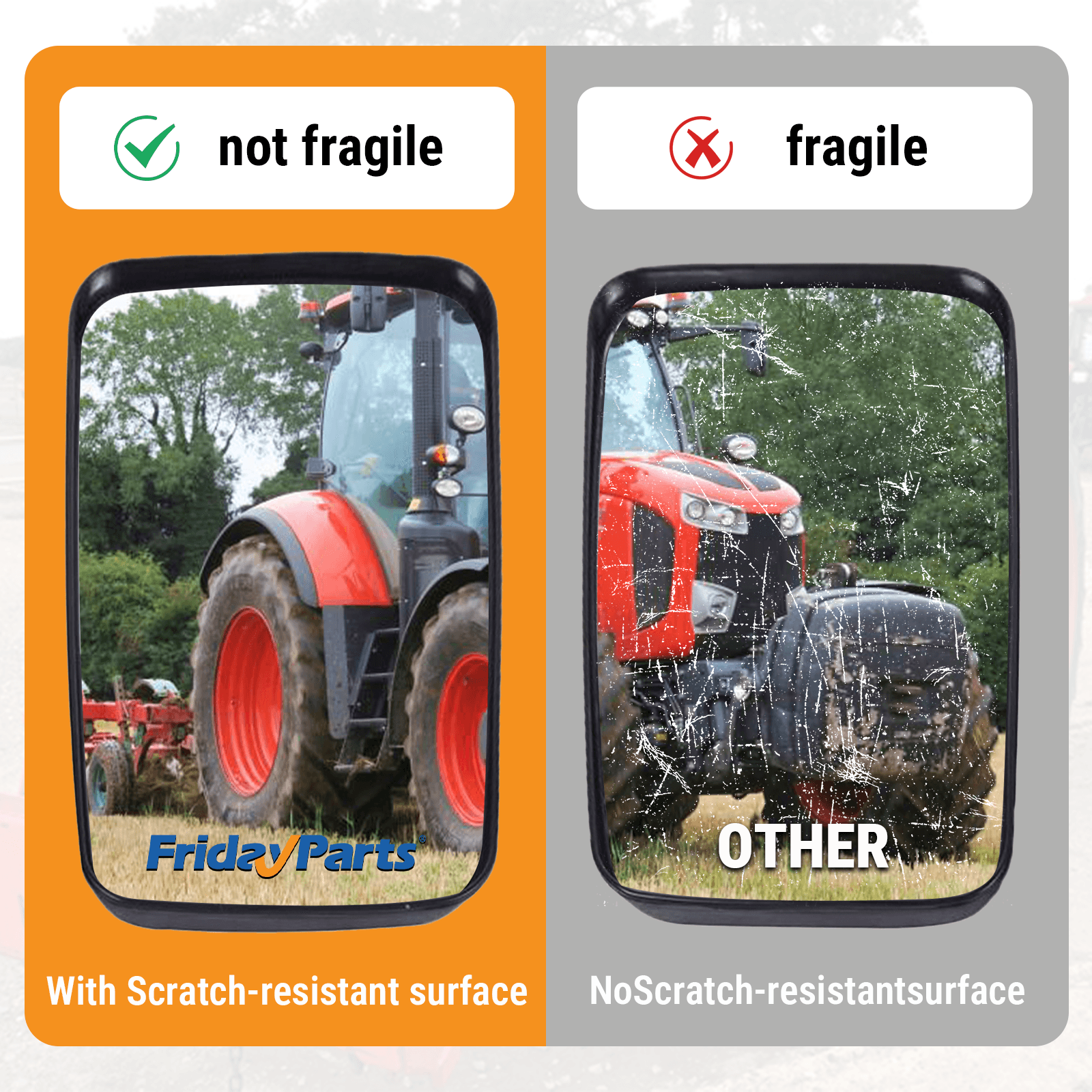 Compra Espejo retrovisor gran angular resistente a arañazos para tractor (paquete de 2, 3F260-53342 y 3F260-53340) para tractor Kubota L4240HSTC, L5740HSTC, M100XDC y M110XDC en Fridayparts