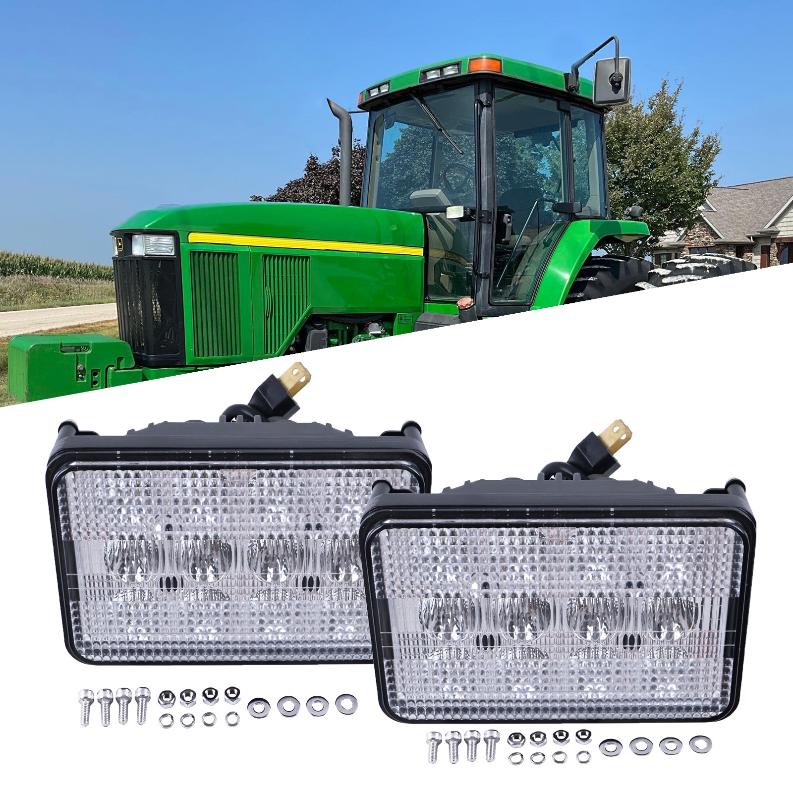 2 Pieces LED Floodlight Spotlight AL75338 for John Deere Tractor 7810 7710 7610 5075E 8320R 6420 6120M 7210R 6120R 6130M 6175R 6215R Combine 2264 2266 2056 2058