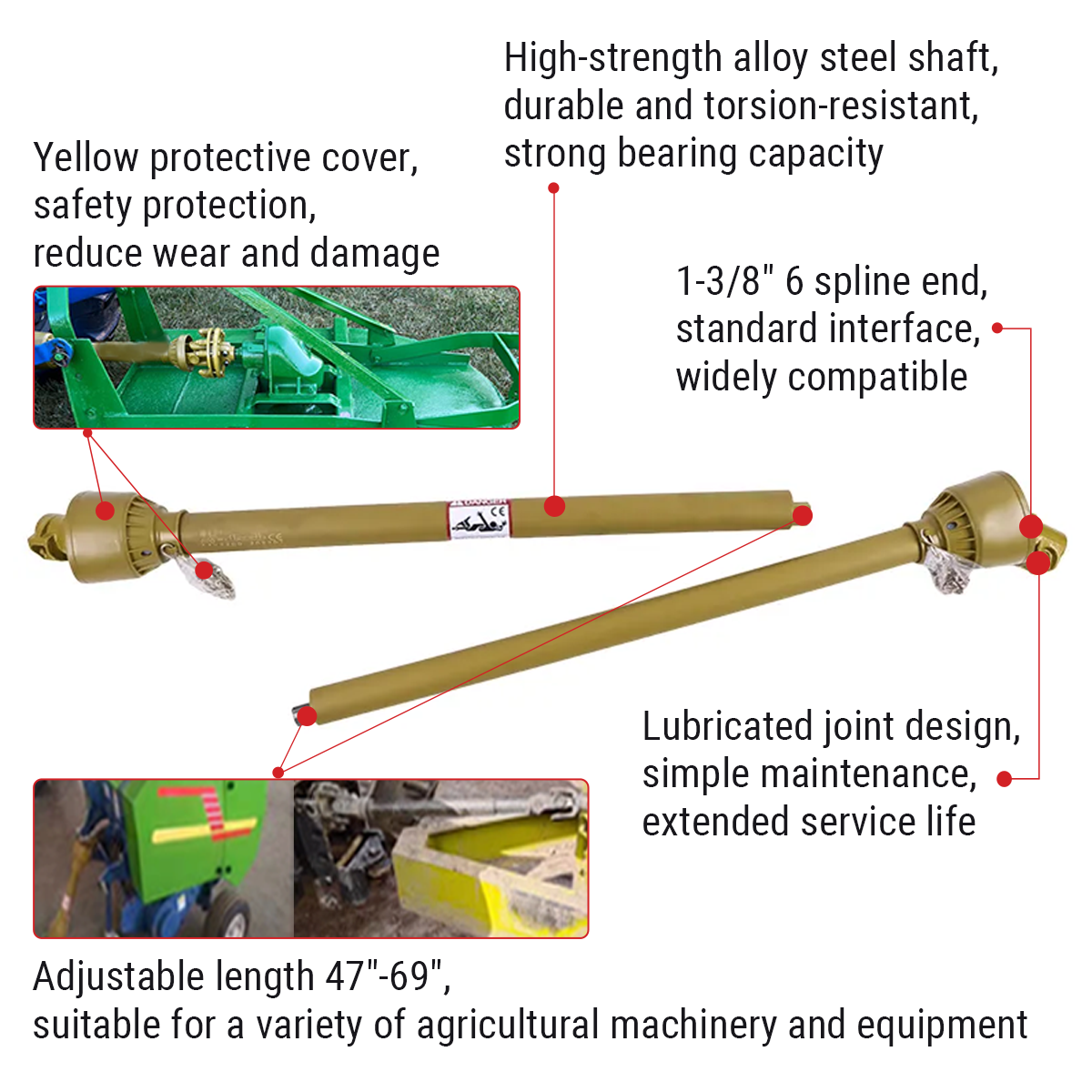 PTO Shaft Driveshaft for Mower,Tractor,Other Agricultural Equipment,Others