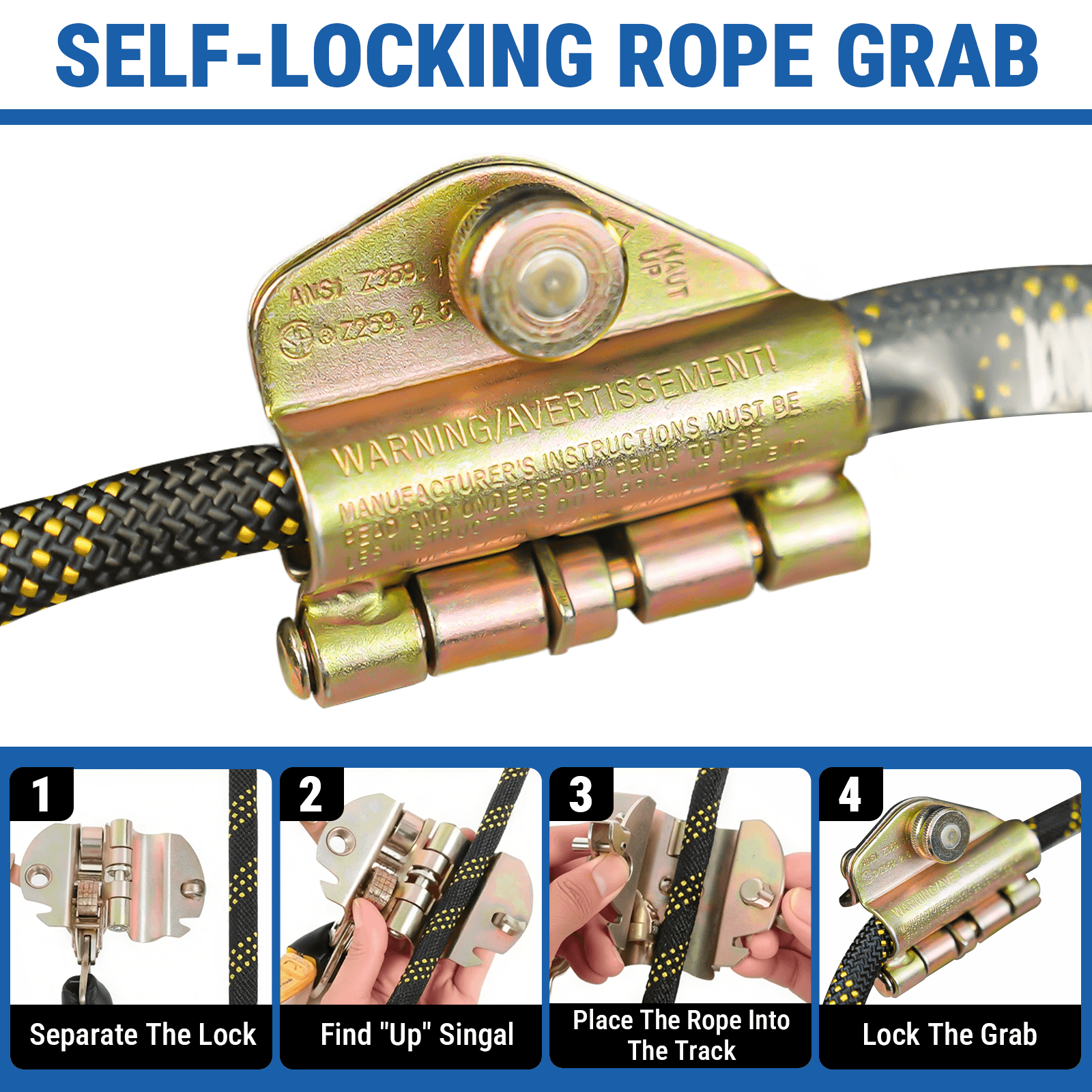 5 Point Full Body Safety Harness and Shock Absorbing Lanyard Set Fall Protection Kit ANSI Certified for Roof Work Rescue and Industrial Use