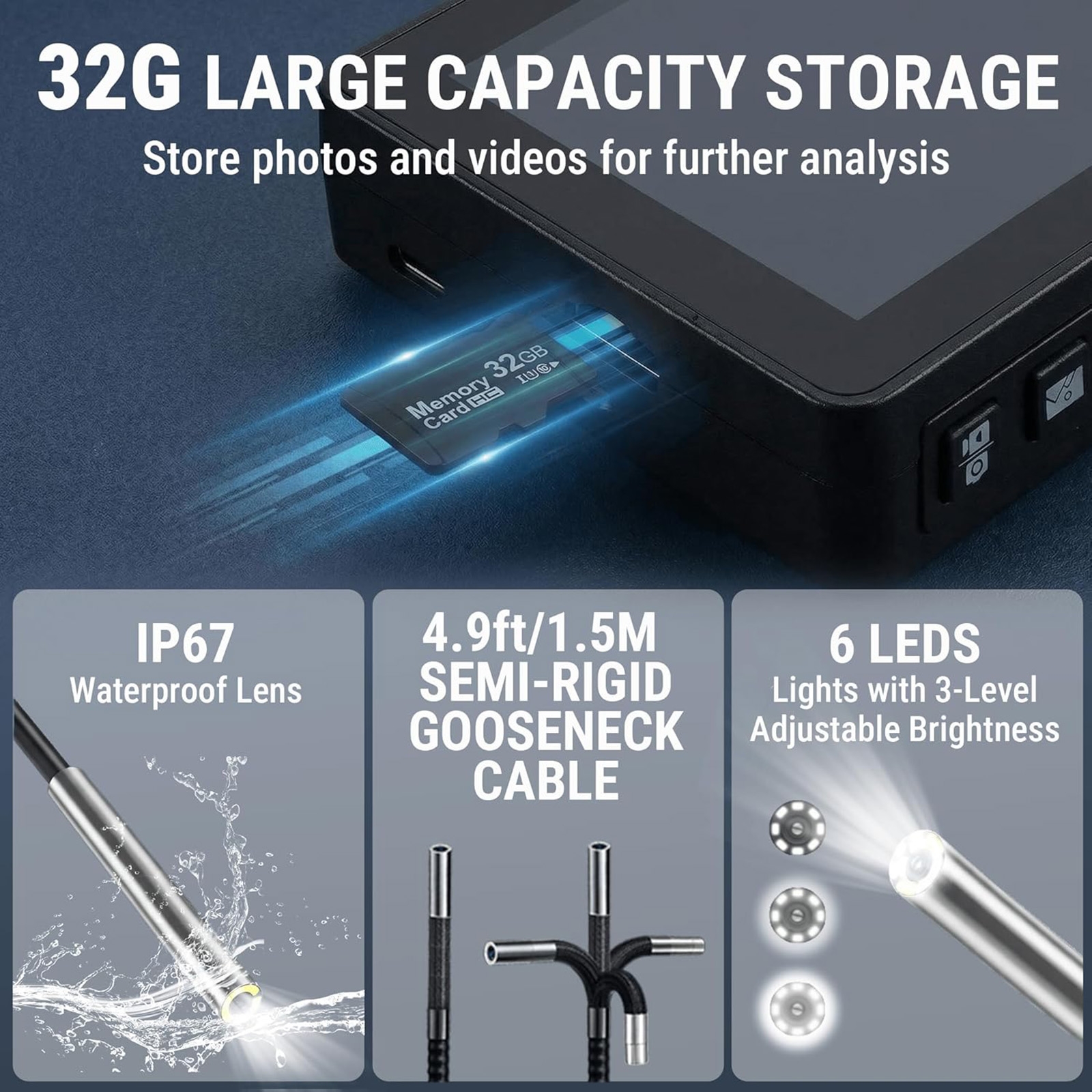 FridayParts 360° Articulating Borescope Camera