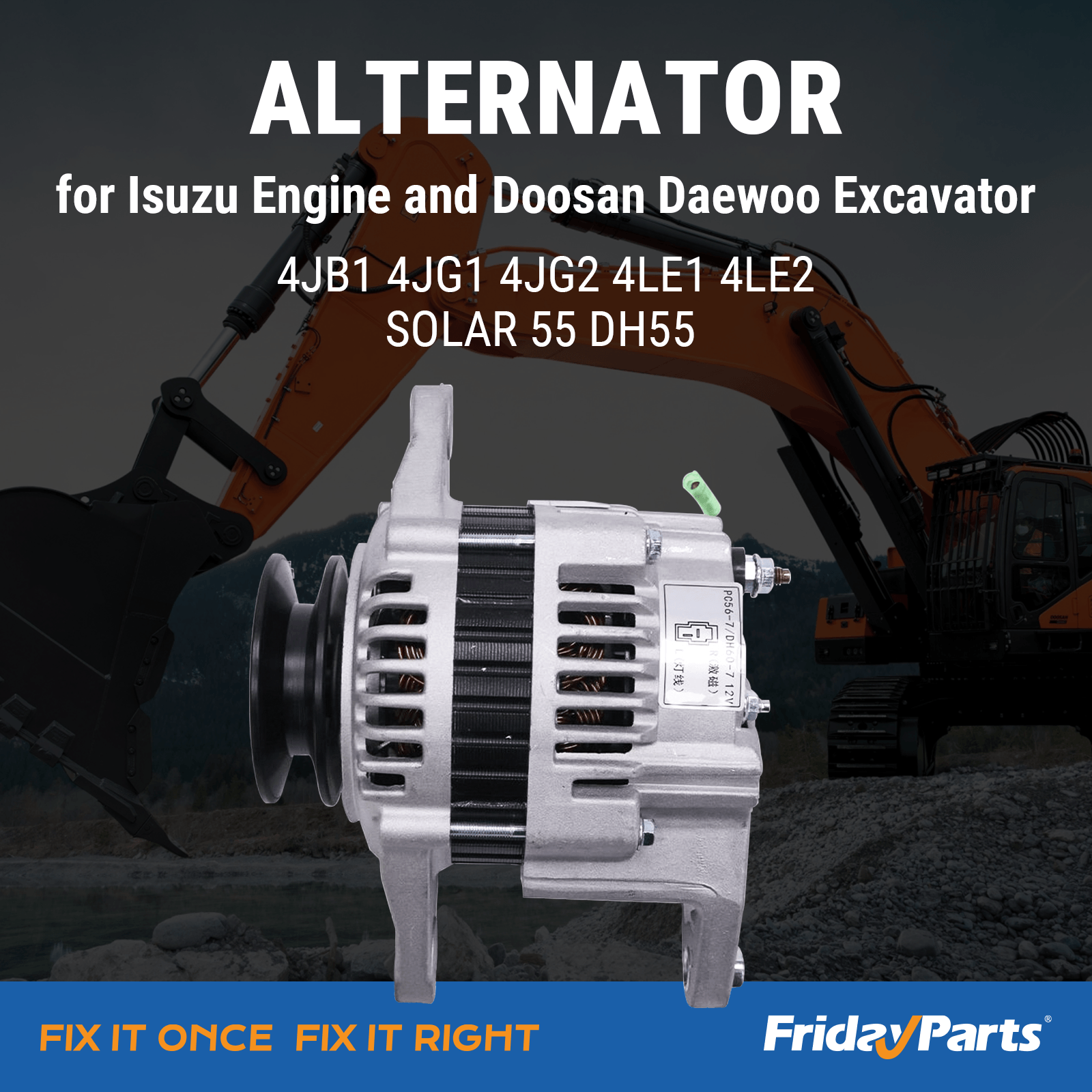 Alternateur 12V Doosan Daewoopour Pelle