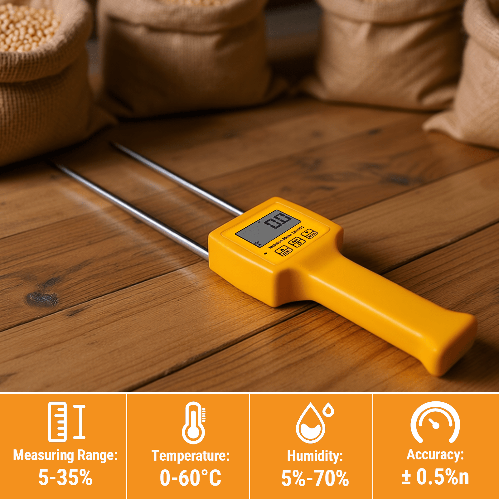 Medidor digital de humedad portátil para granos TK100S para maíz, trigo, arroz, frijoles y harina de trigo. de FridayParts