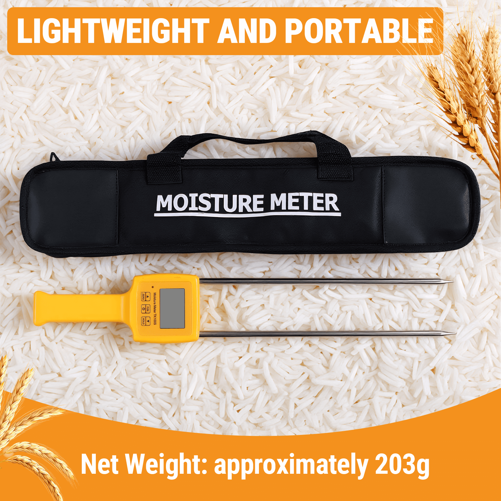 Medidor digital de humedad portátil para granos TK100S para maíz, trigo, arroz, frijoles y harina de trigo.