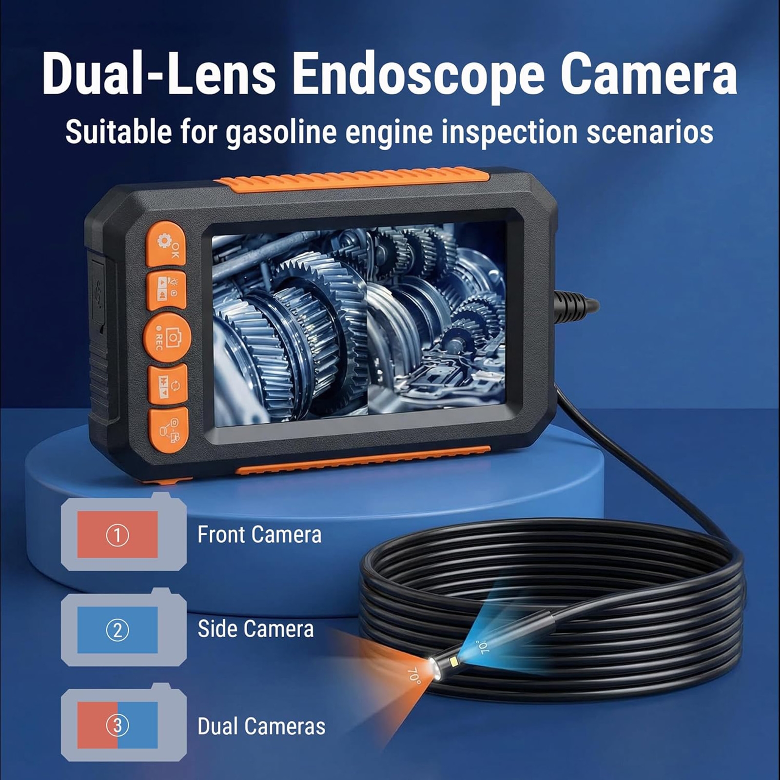 Dual Lens Industrial Endoscope for Hand & Power Tools