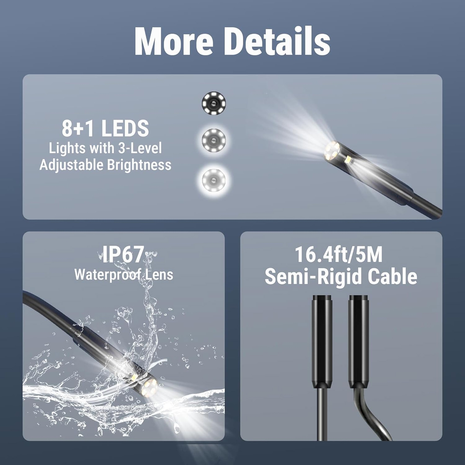 FridayParts Dual Lens Industrial Endoscope