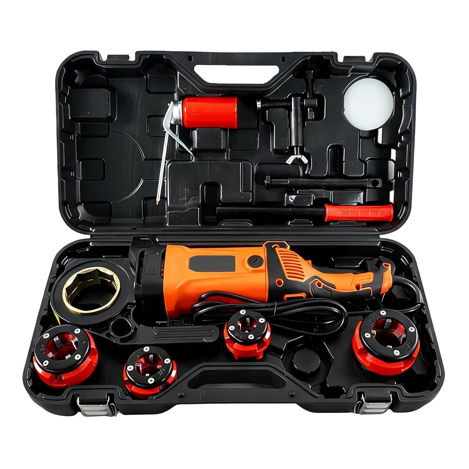 Electric Pipe Threading Machine, 2300W Handheld Threader with 4 NPT Dies (1/2"–1-1/4"), Copper Motor, Portable Kit with Carrying Case