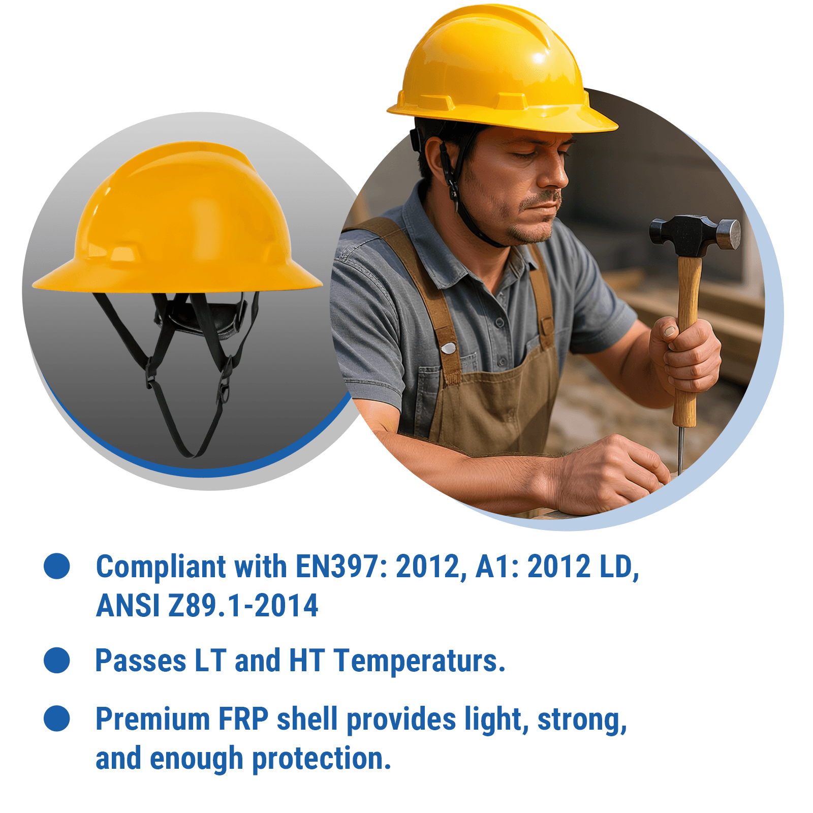 Hand & Power Tools Full Brim Safety Hard Hat