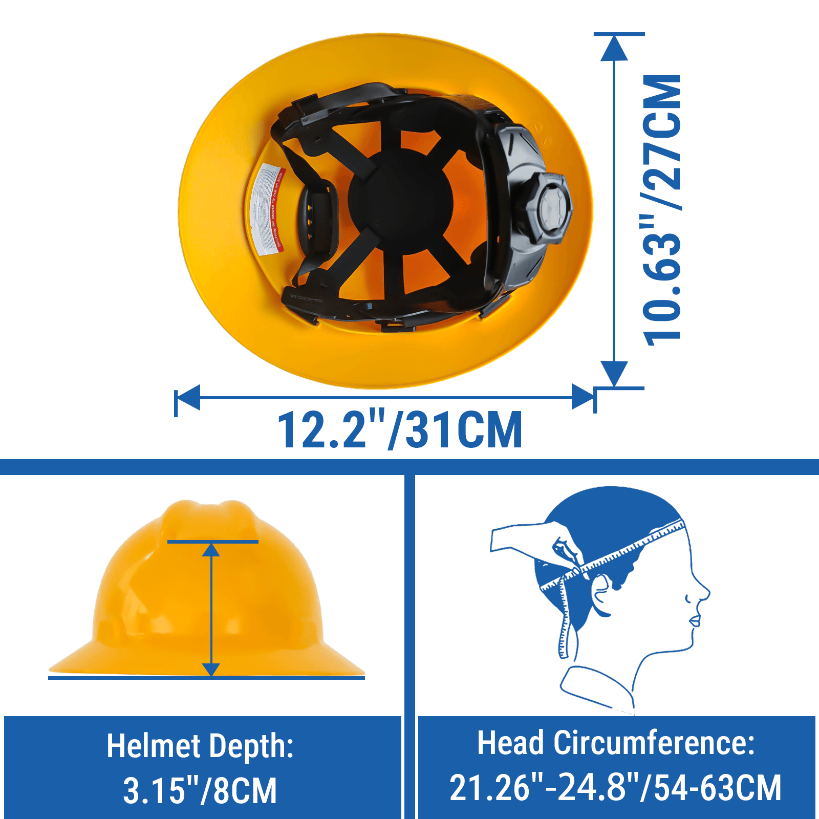 FridayParts Full Brim Safety Hard Hat