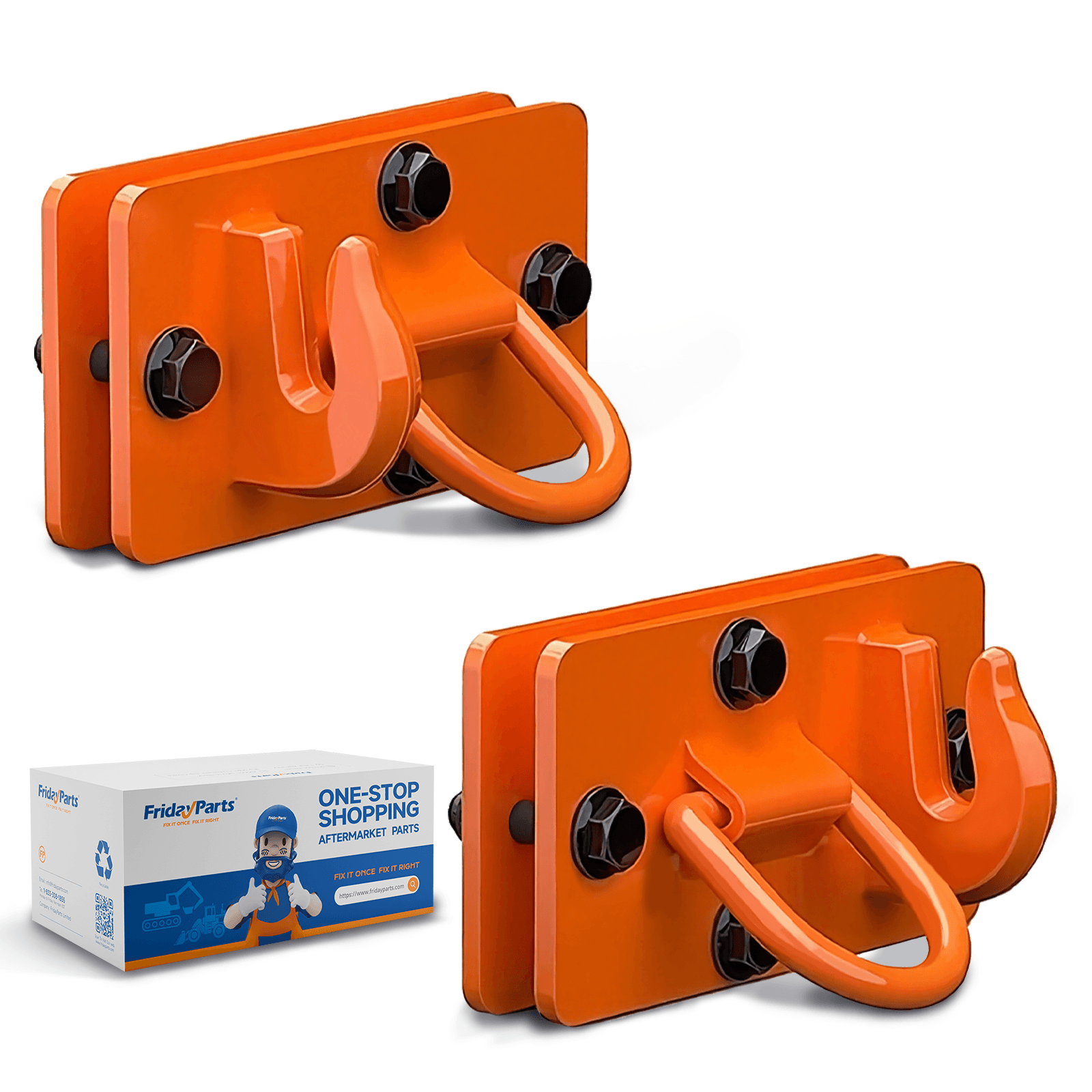 2 Pack 3/8" Tractor Bucket Hooks with Tie Down Ring for Kubota John Deere Tractor Bucket RV UTV Truck