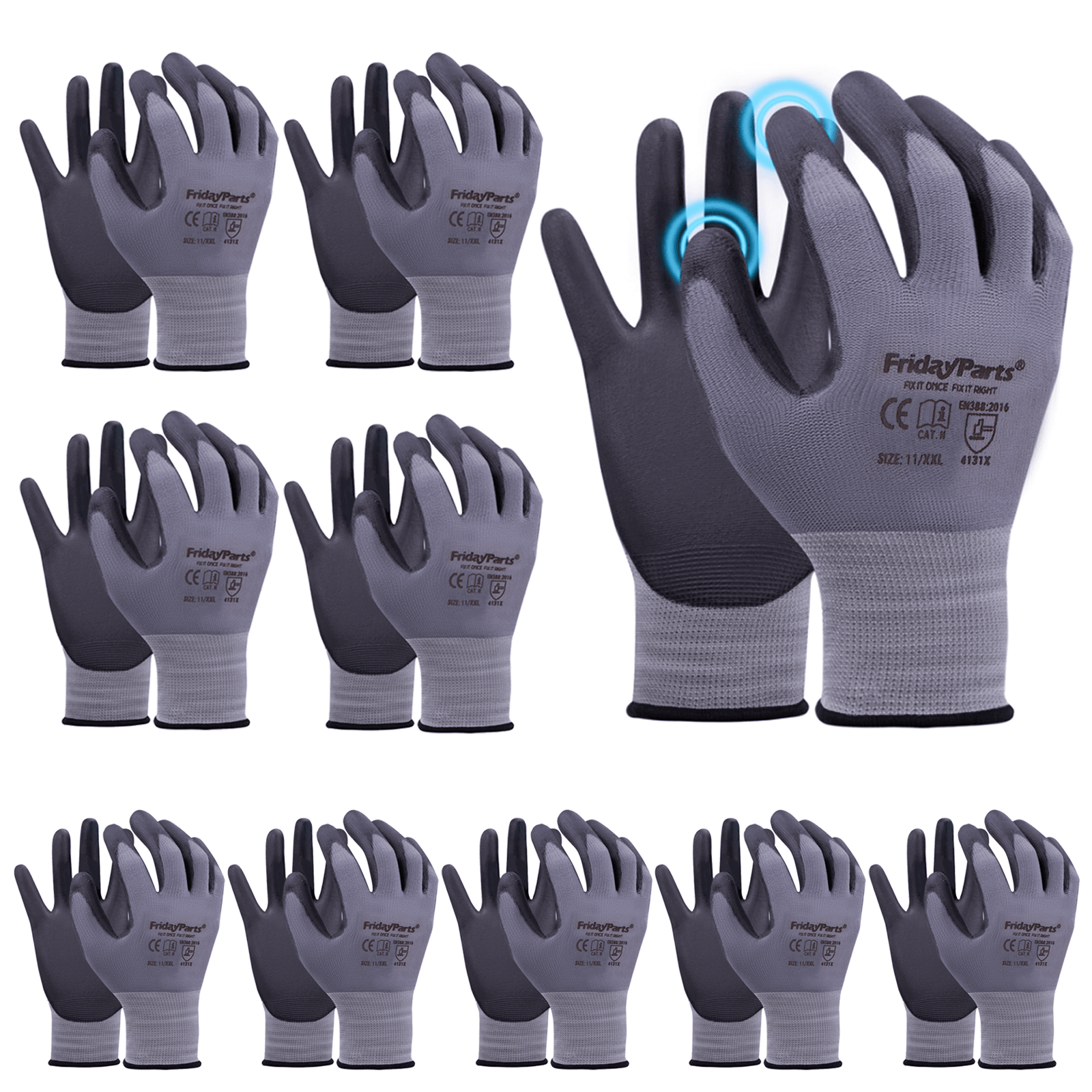 Safety Work Gloves with Nitrile Coated Micro-Foam Grip on Palm Fingers Cut Resistance and Touchscreen