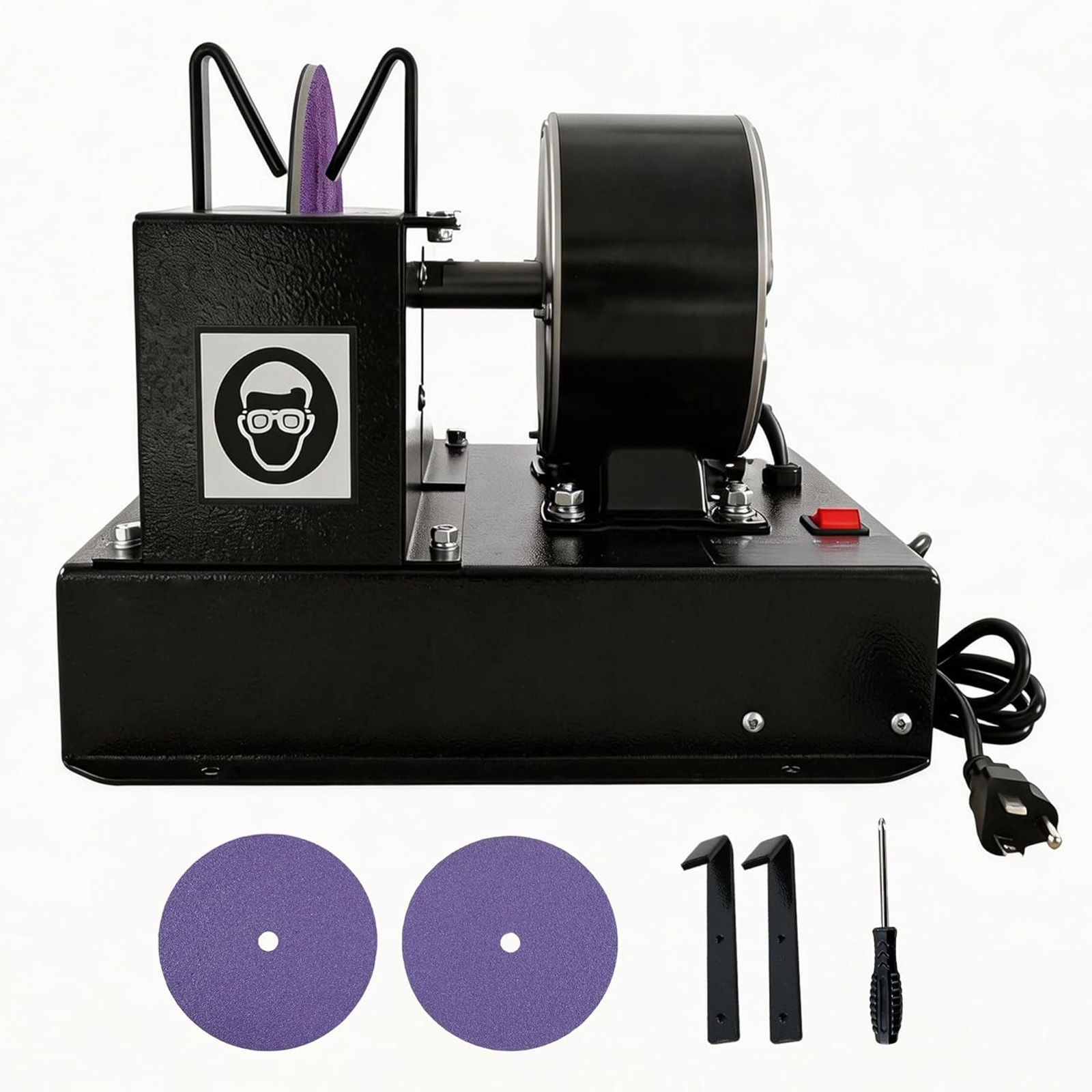 Afilador de cuchillas para cortacésped con protector de chispas mejorado