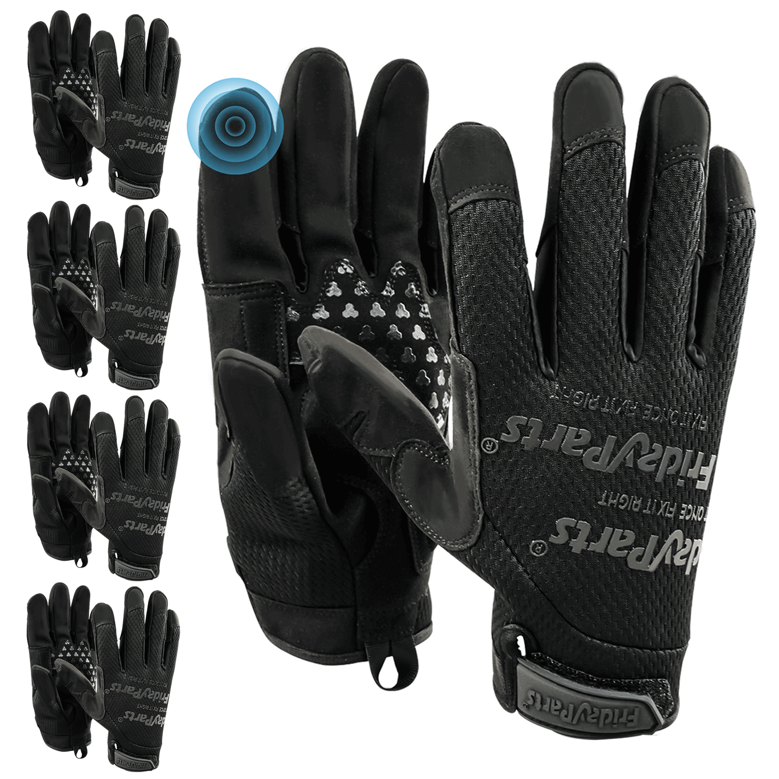 Multi Purpose Industrial Grip Gloves Touchscreen Compatible Machine Washable Covert Black
