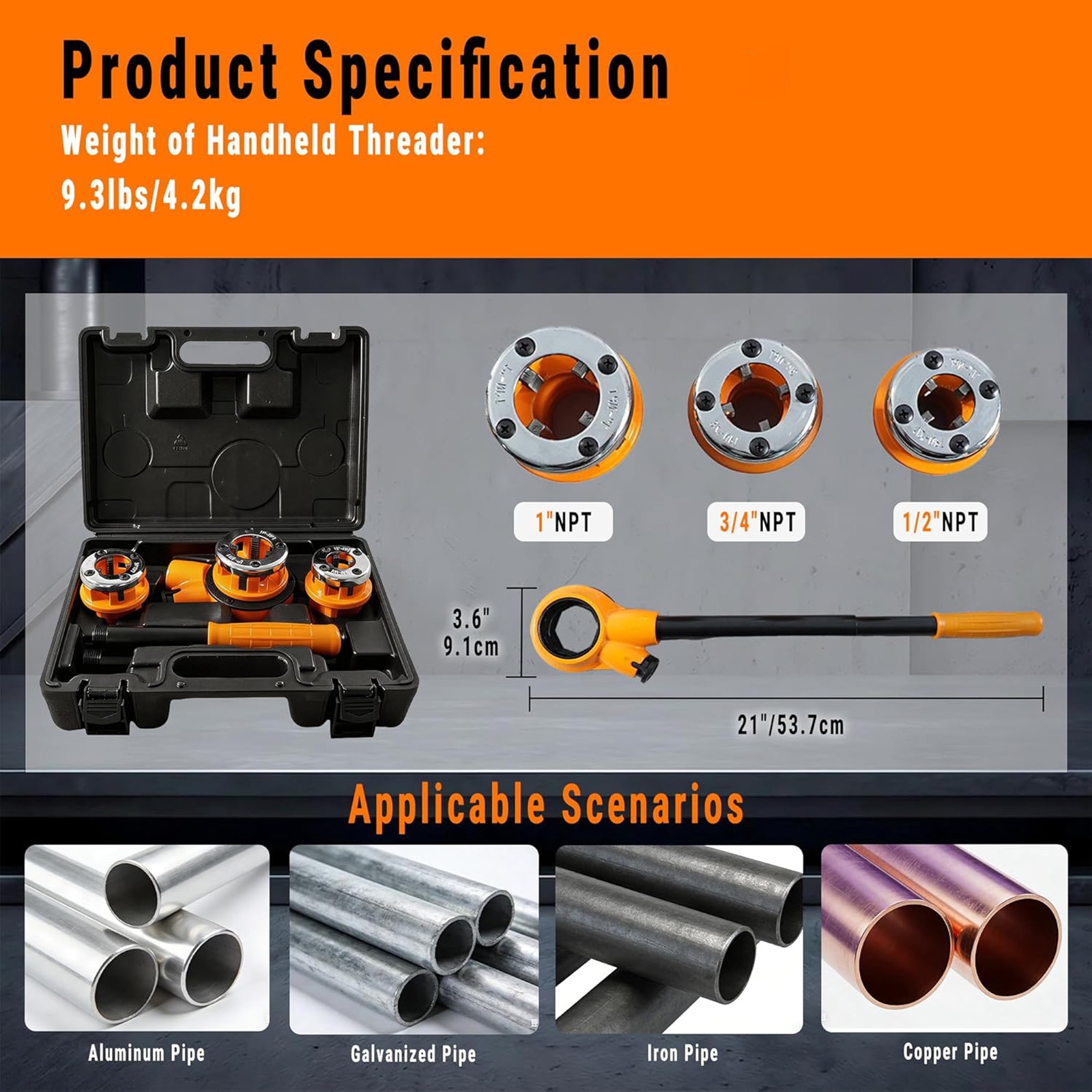 Ratchet Pipe Threader Kit for Hand & Power Tools