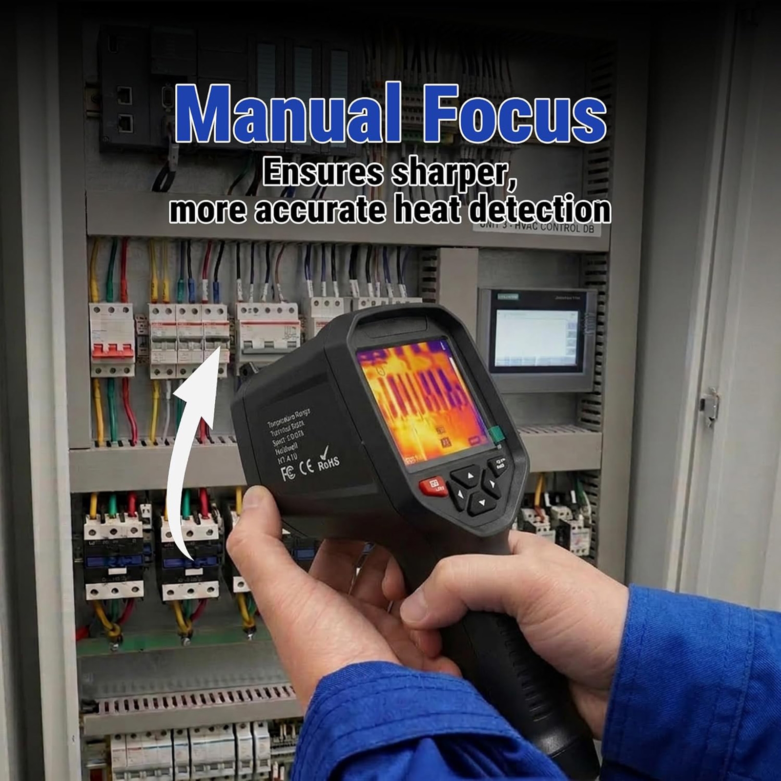 Thermal Imaging Camera, 384×288 IR Resolution, 3.5" 640×480 IPS, Manual Focus Thermal Imager with 5MP Visual Camera for HVAC Electrical Inspection