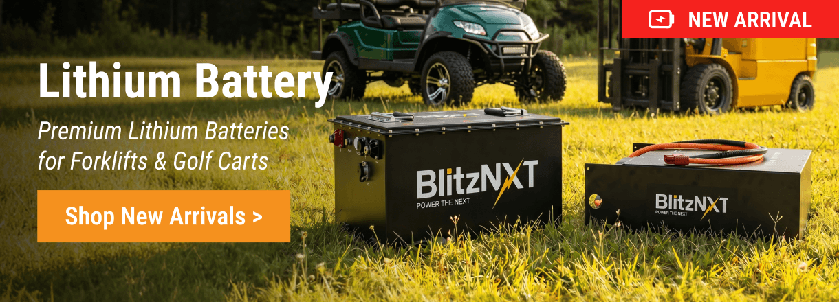 BlitzNXT premium lithium batteries for forklifts and golf carts available at FridayParts.