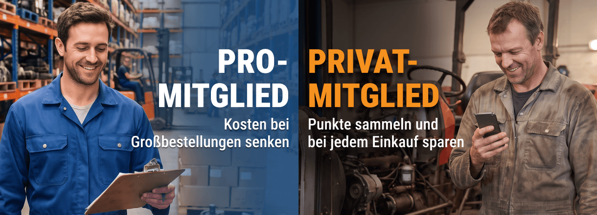 FridayParts Pro- und Privatmitgliedschaft: Mitarbeiter im Lager und in der Werkstatt, Großbestellrabatte und Sammelpunkte.