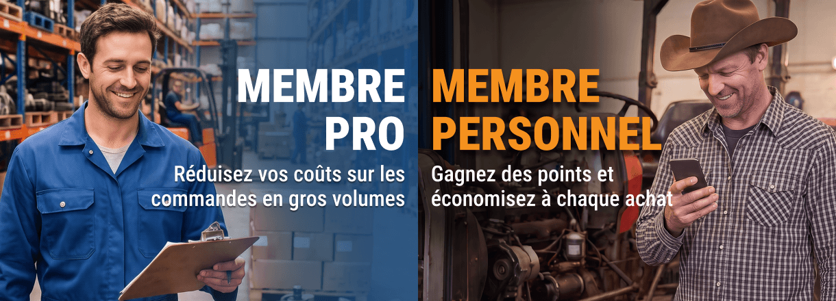 Employés en entrepôt et en atelier illustrant les offres membres pro et personnel de FridayParts.
