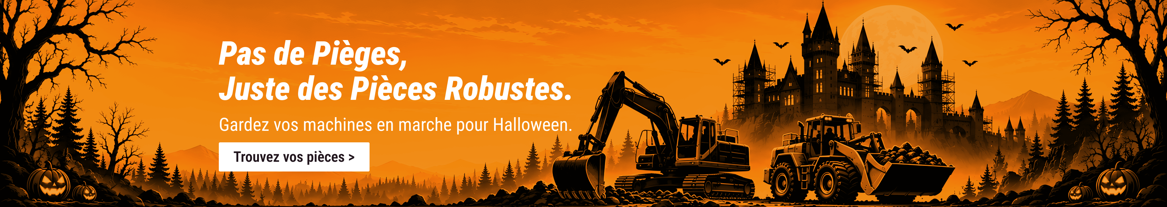 Pas de pièges, juste des pièces robustes. Gardez vos machines en marche pour Halloween. Trouvez vos pièces.