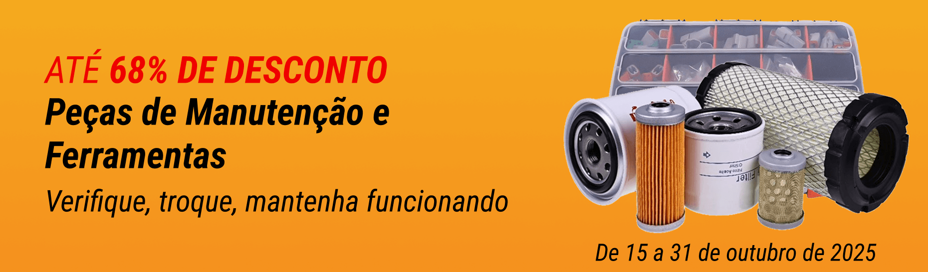 Grandes ofertas da FridayParts em peças de motor, elétricas e de manutenção para equipamentos agrícolas e de construção.