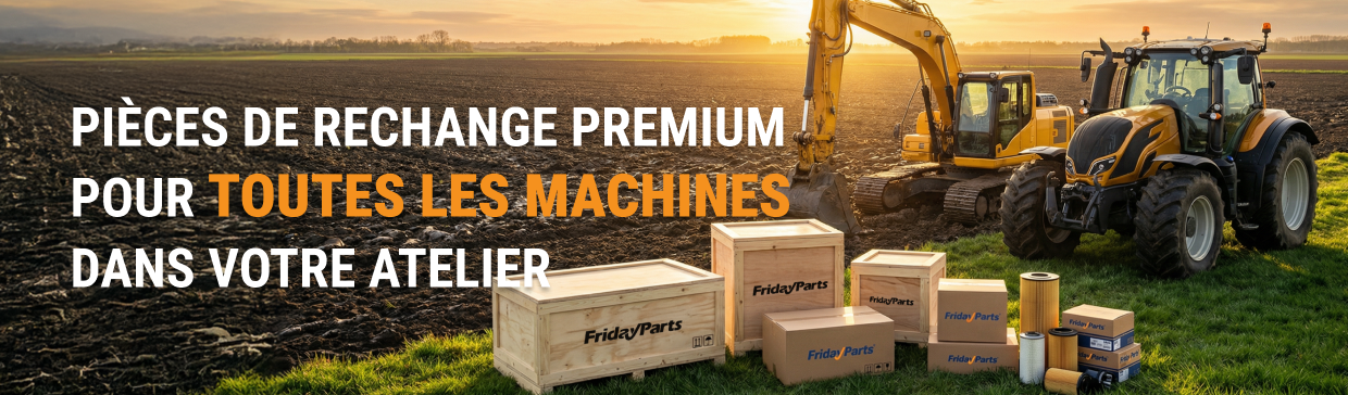 Grandes offres de FridayParts sur les pièces moteur, électriques et outils de maintenance pour équipements agricoles et de construction.