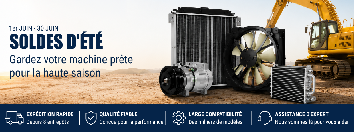 Grandes offres de FridayParts sur les pièces moteur, électriques et outils de maintenance pour équipements agricoles et de construction.